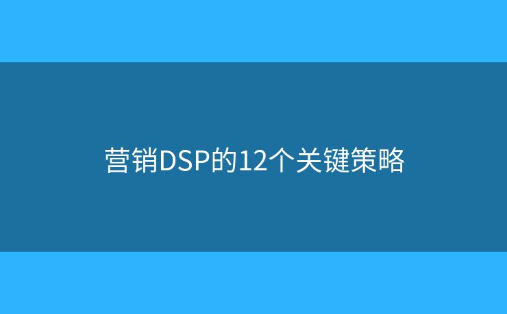 营销DSP的12个关键策略 营销DSP的12个关键策略