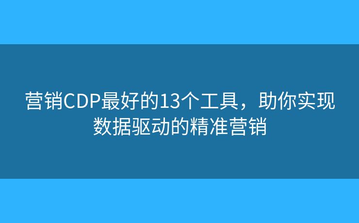 营销CDP最好的13个工具，助你实现数据驱动的精准营销