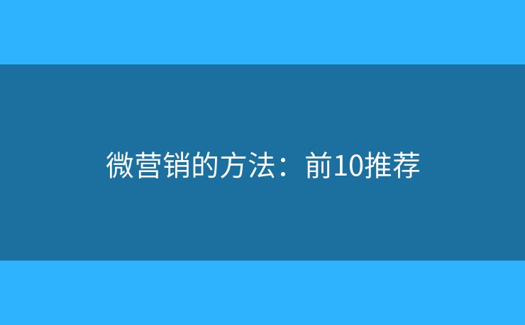 微营销的方法：前10推荐