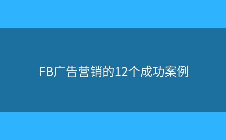 FB广告营销的12个成功案例