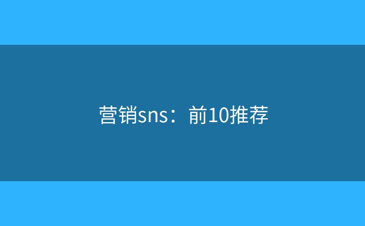 营销sns：前10推荐