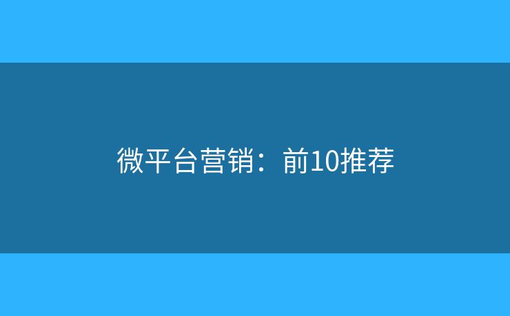 微平台营销：前10推荐