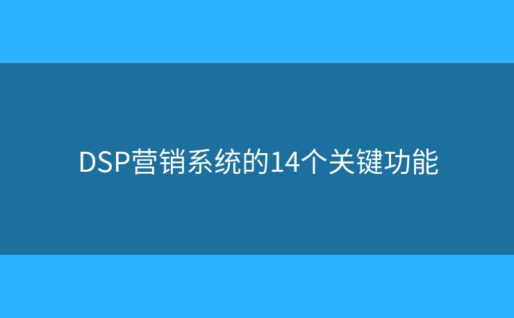 DSP营销系统的14个关键功能 DSP营销系统的14个关键功能