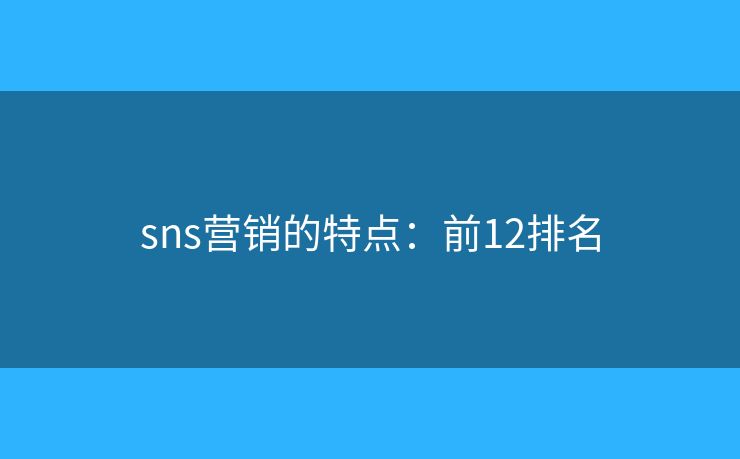 sns营销的特点：前12排名
