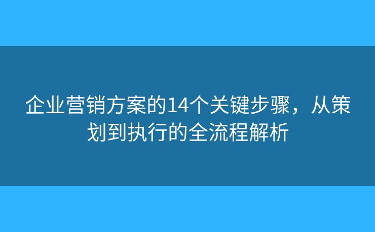 企业营销方案的14个关键步骤，从策划到执行的全流程解析
