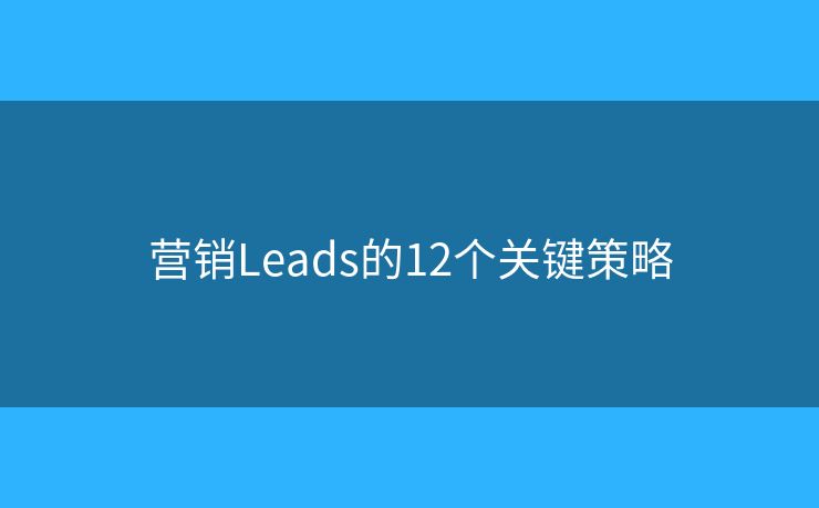 营销Leads的12个关键策略