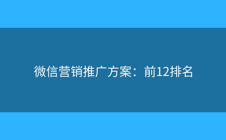 微信营销推广方案：前12排名