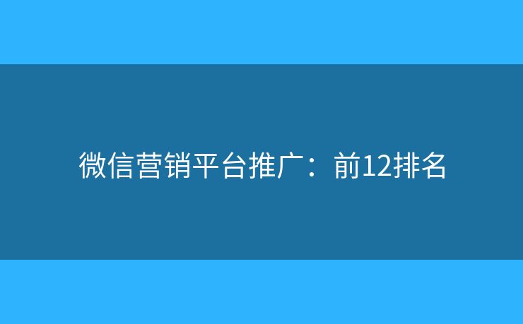 微信营销平台推广：前12排名