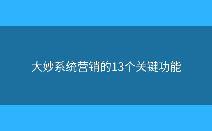 大妙系统营销的13个关键功能 大妙系统营销的13个关键功能