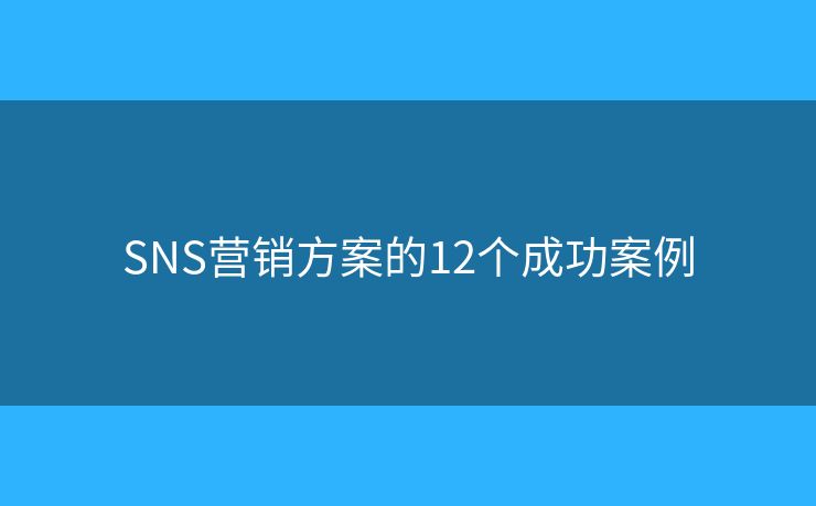 SNS营销方案的12个成功案例