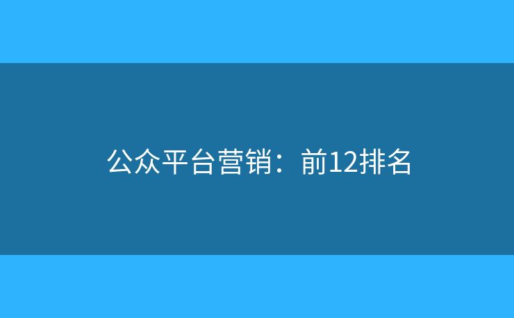 公众平台营销：前12排名