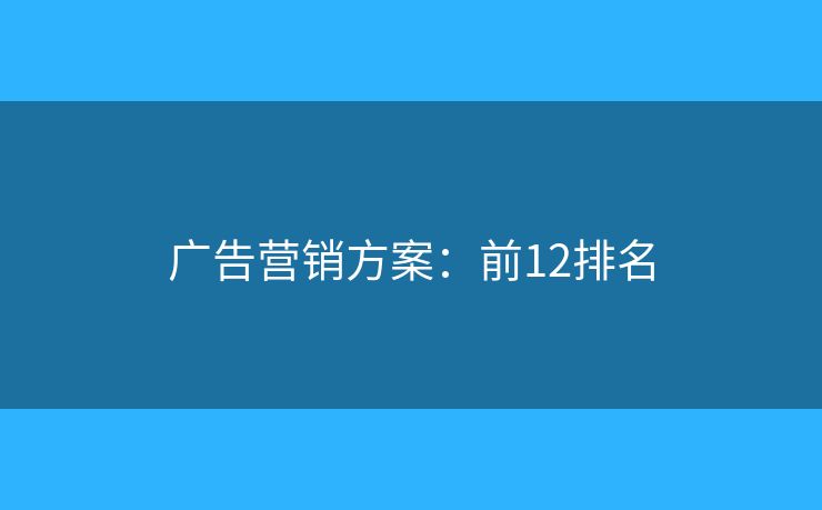 广告营销方案：前12排名