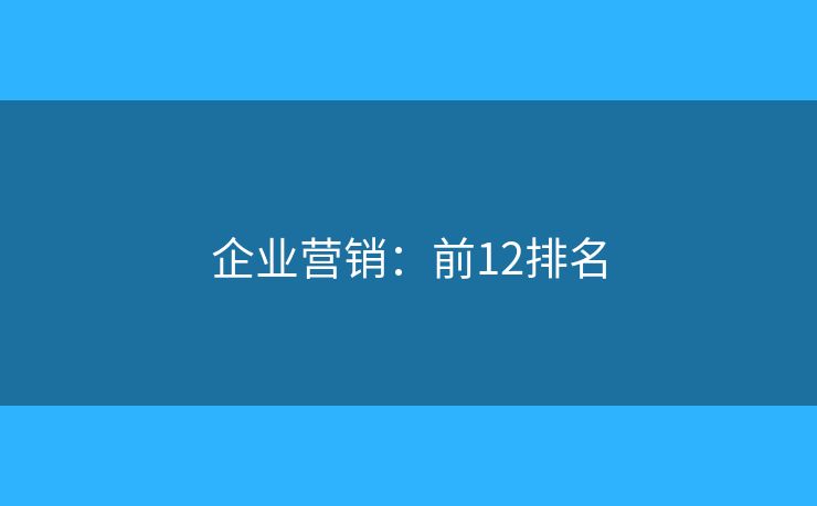 企业营销:前12排名 企业营销:前12排名