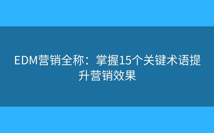 EDM营销全称：掌握15个关键术语提升营销效果
