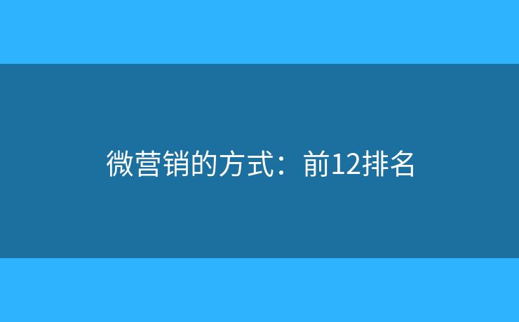 微营销的方式：前12排名