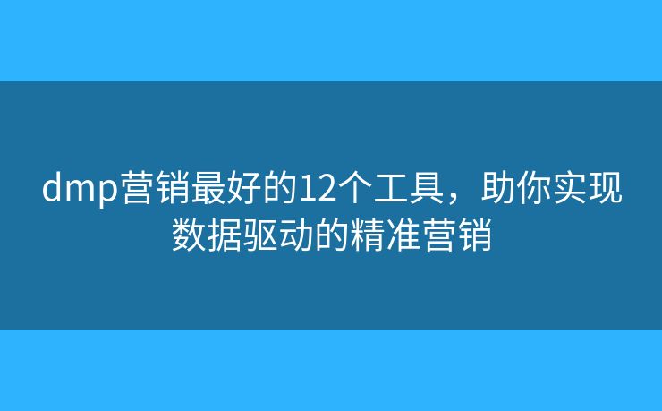 dmp营销最好的12个工具，助你实现数据驱动的精准营销