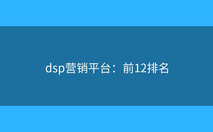 dsp营销平台：前12排名